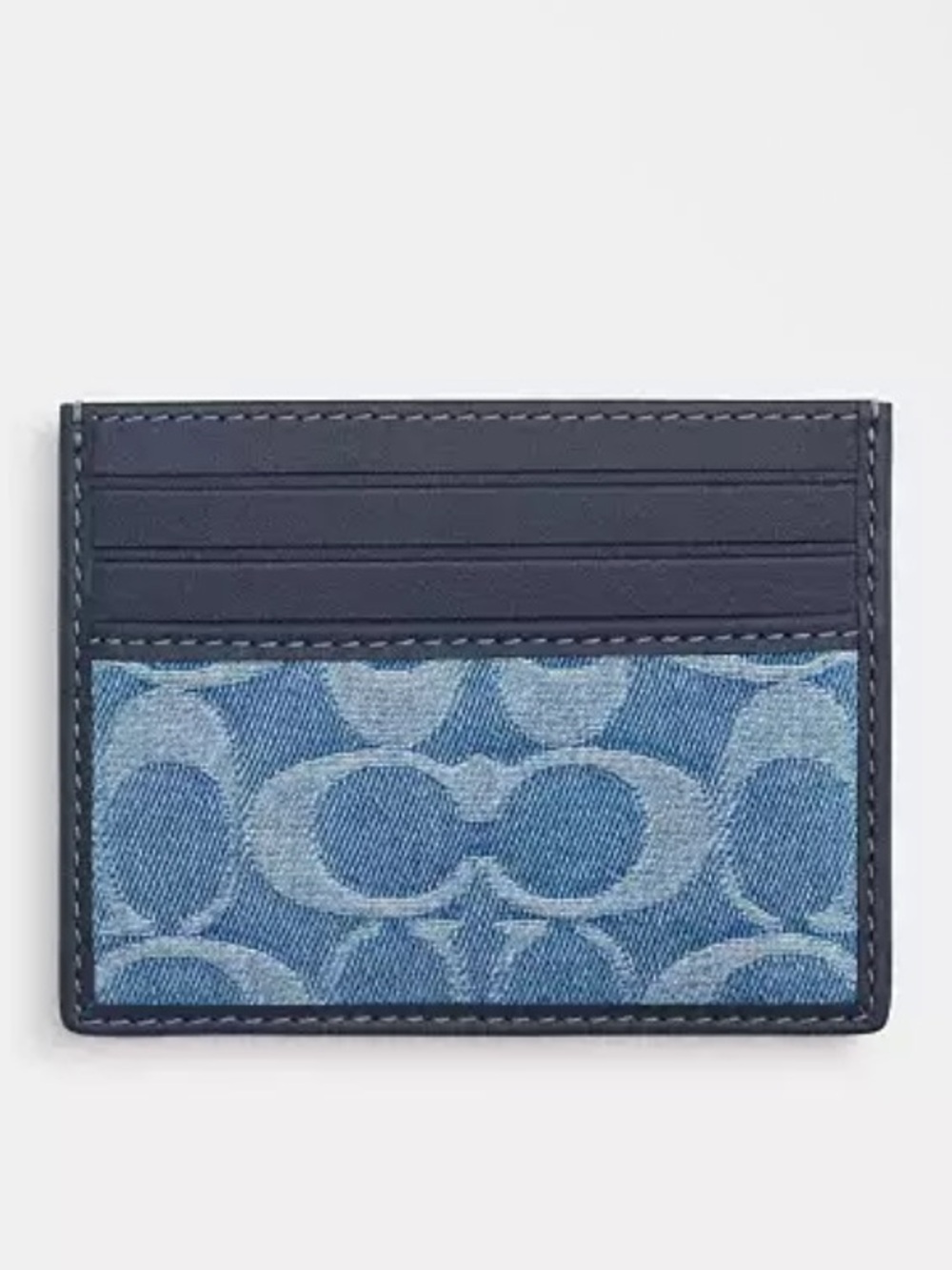 Coach Blue Signature Denim & Navy Leather Card Case